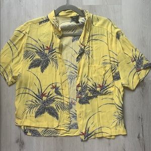 Hawaiian Button Down Crop Top